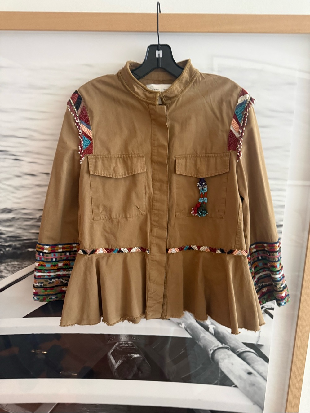 Zara Embroidered Tan Jacket